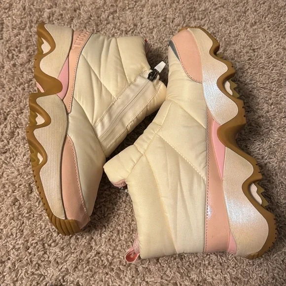 NWOB WNS Sorel Kinetic Impact Waterproof Zip Up Boots Sz 9 Chalk & Vintage Pink - Picture 6 of 11